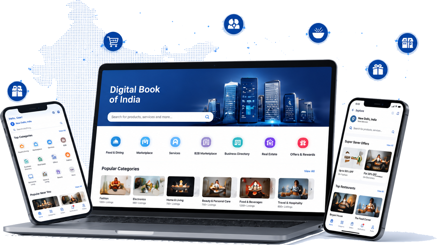Digital Book of India platform on laptop and mobile devices