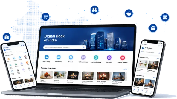 Digital Book of India platform on laptop and mobile devices